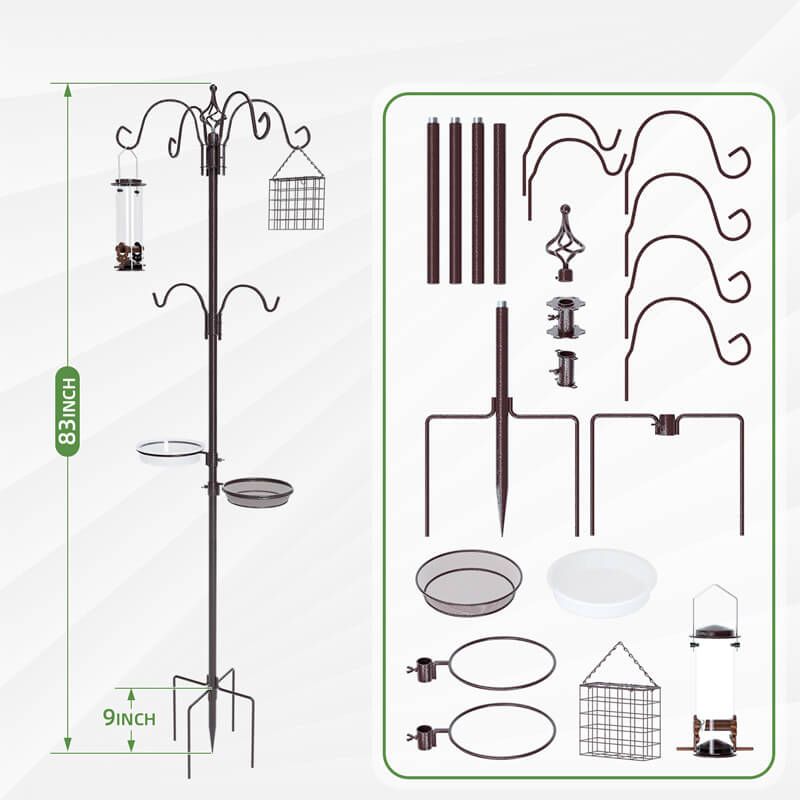 83 inch bird feeding station showing complete parts and components
