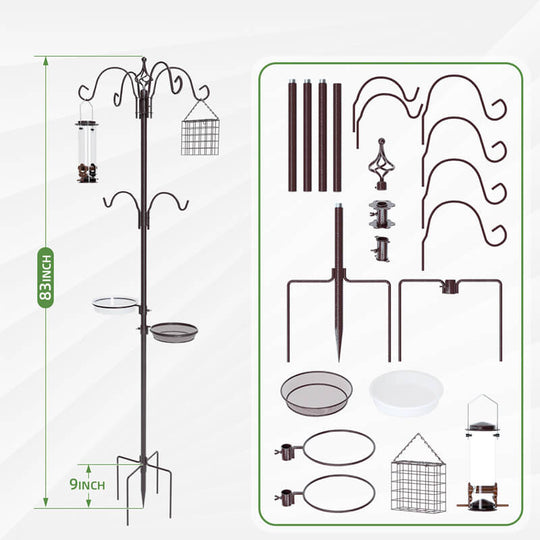 83 inch bird feeding station showing complete parts and components