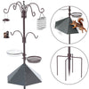 Bird feeding station components with baffle and ground stake