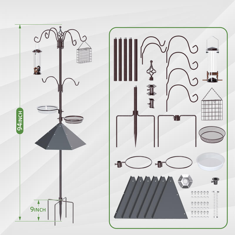 94 inch complete bird feeding station kit with all included parts