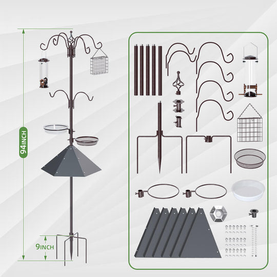 94 inch complete bird feeding station kit with all included parts