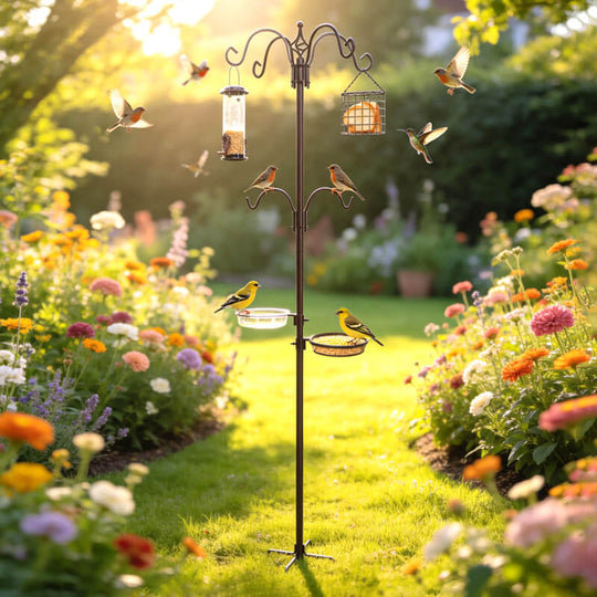 94 inch bird feeding station kit with pole feeder trays and accessories