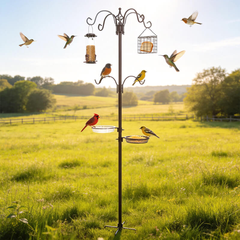 83 inch bird feeding station with feeder, water bowl and seed tray