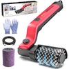 Red electric grill brush with cleaning accessories set