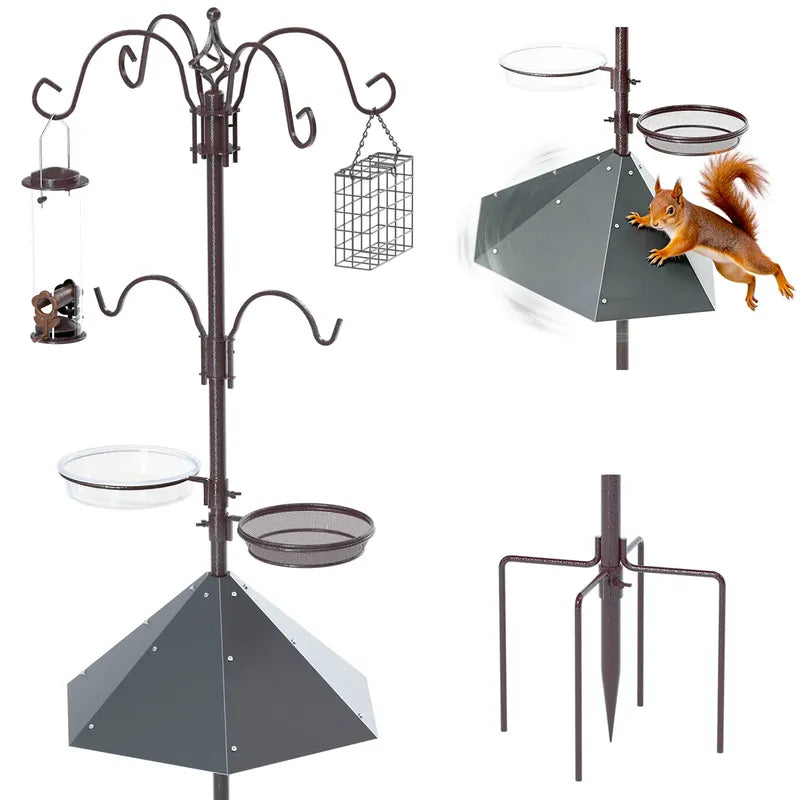 Joywink 94-inch bird feeder pole system with squirrel baffle on white background