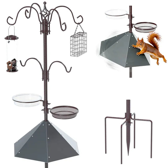 Joywink 94-inch bird feeder pole system with squirrel baffle on white background